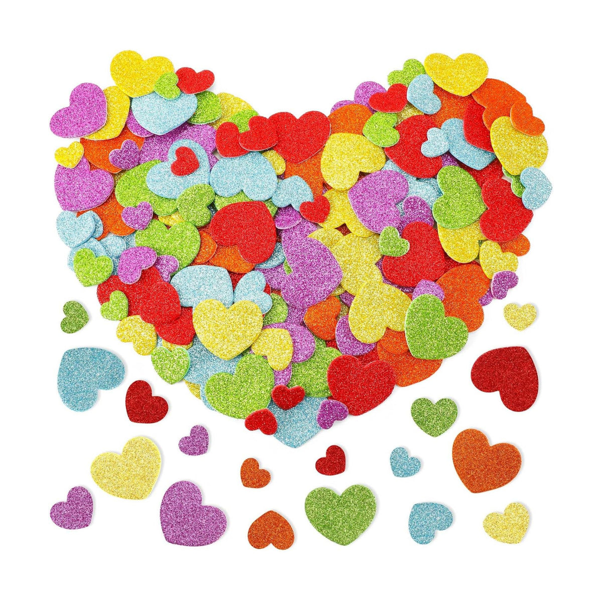 JULBEAR 300Pcs Glitter Heart Foam Stickers Colorful Stickers Kids Craft