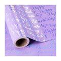 WRAPAHOLIC 30 Inch Reversible Birthday Wrapping Paper - 30 Inch x 33 Feet - Puprle and Silver Foil Happy Birthday Wrapping Paper for Girls, Women, Kids, Baby Shower