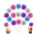 Chinco 100 Pcs Cupcake Toppers Classic,Pink, Purple, Silver, Blue