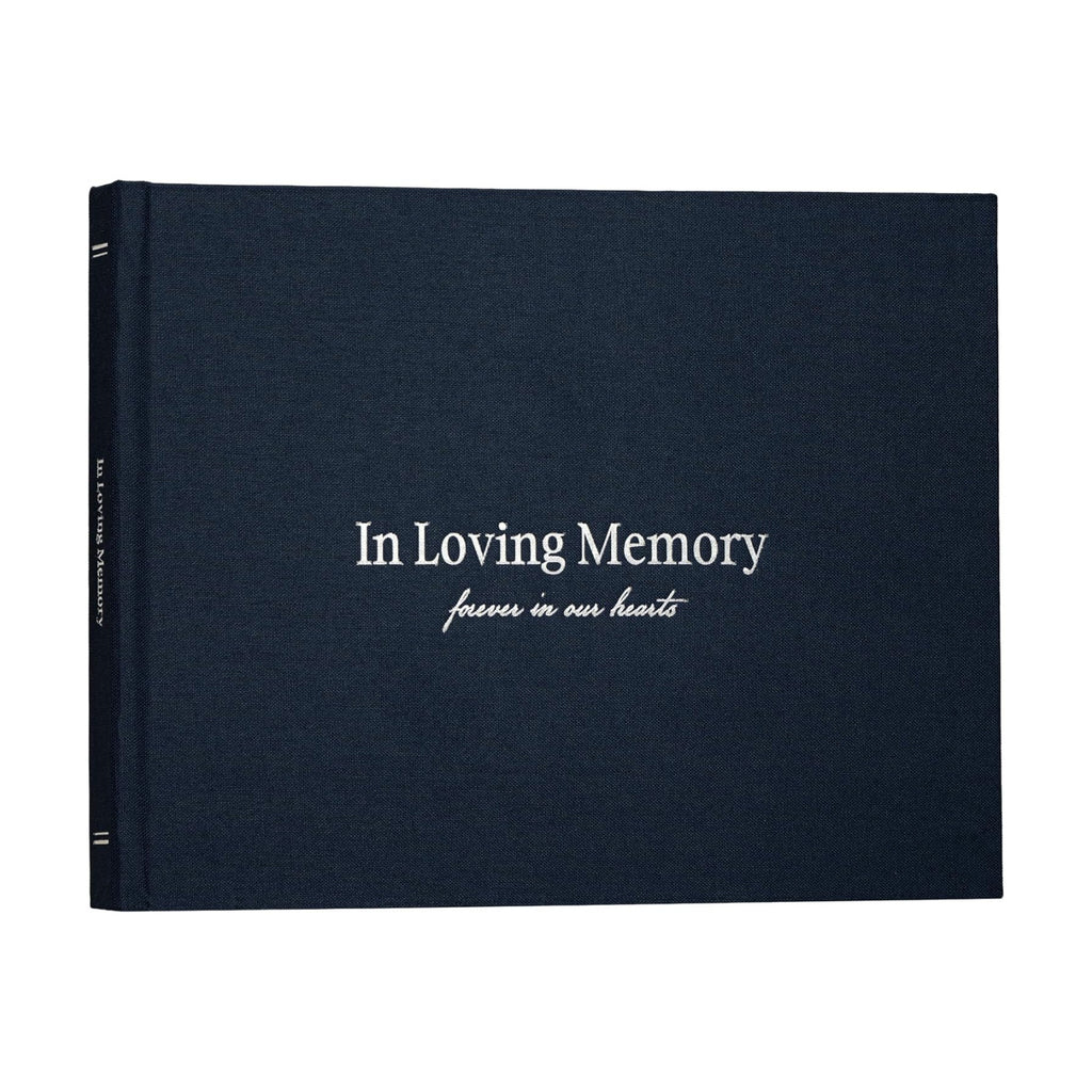 Kunitsa Co. Funeral Guest Book for Memorial Service – in Loving Memory (Navy Gray - Structured)