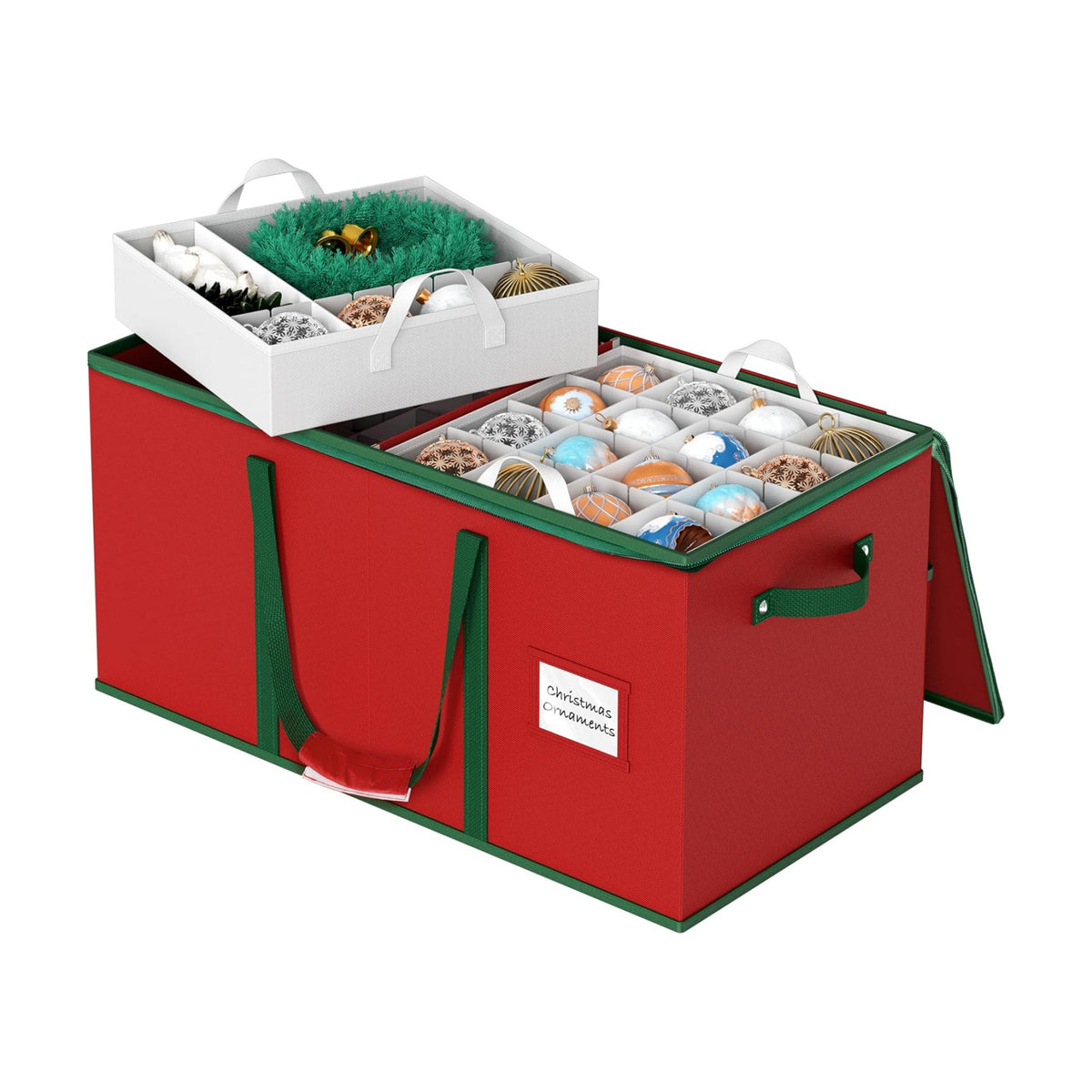Simple Houseware 128 Christmas Ornament Storage Box with Adjustable Divider