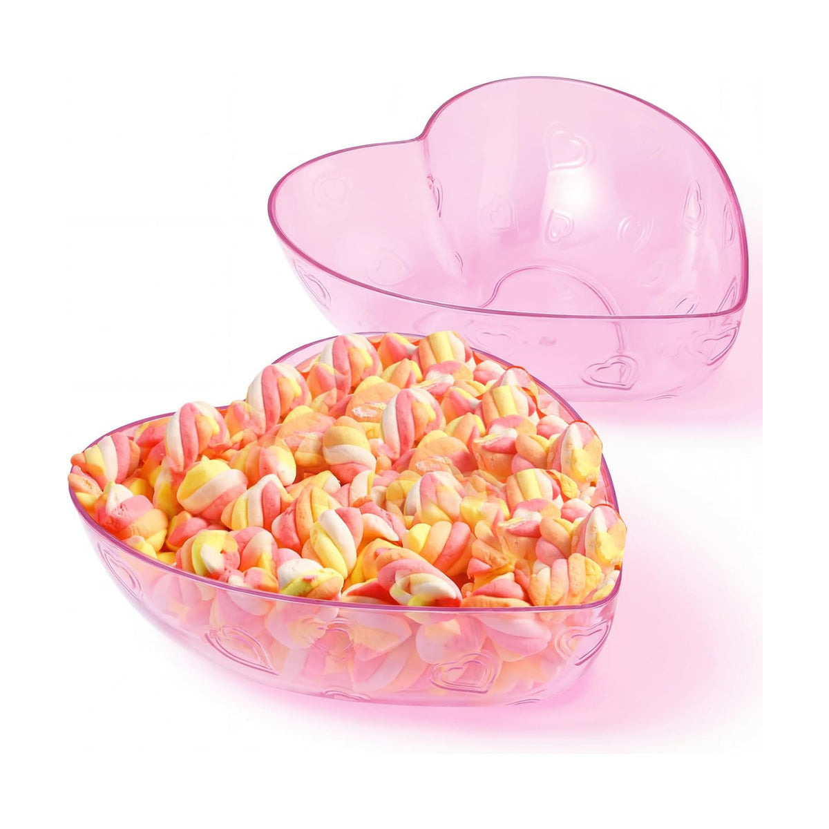 Wiwiqing 2 Pcs Heart Shape Dish 9.65 Inch Valentine Candy Bowl Dishes Plastic Love Fruit Plate Dessert Snack Salad Bowl for Home Valentine Anniversary Wedding(Pink,Heart)