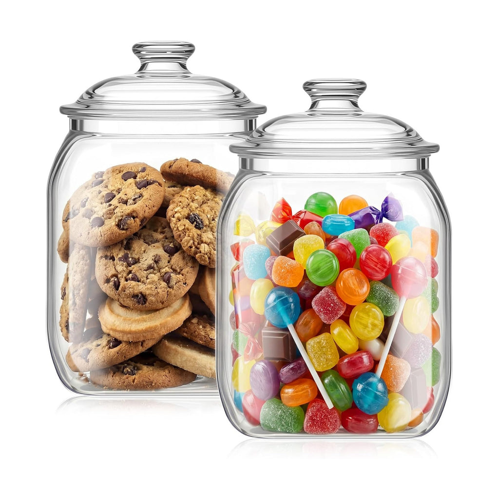 Suclain 2 Pack Acrylic Cookie Candy Jar with Lid, 1 Gallon