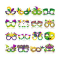 Threan 48 Pcs Mardi Gras Paper Eyeglasses Party Decor Garland Crown Mask Costume Photo Booth for New Orleans Favor Decor