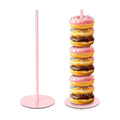 2 Pcs Metal Donut Display Stand Tower for Dessert Table, Pink