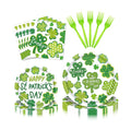 96 Pieces St. Patrick’s Day Tableware Set – Green Shamrock Disposable Plates Napkins Forks with “Happy St. Patrick’s Day” Lucky Clover Designs for Holiday Parties Irish Celebrations – Serves 24