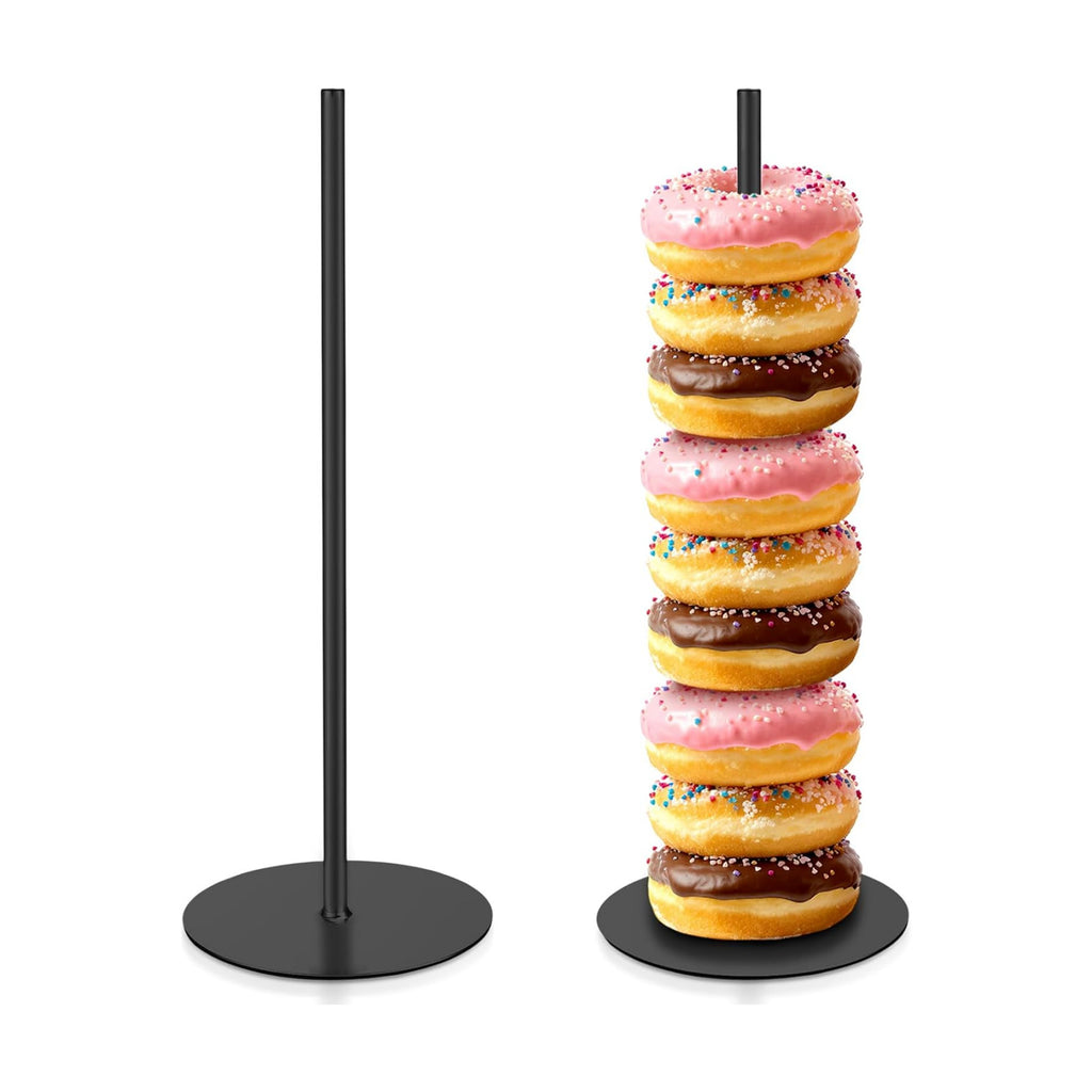 2 Pcs Metal Donut Display Stand Tower for Dessert Table, Black