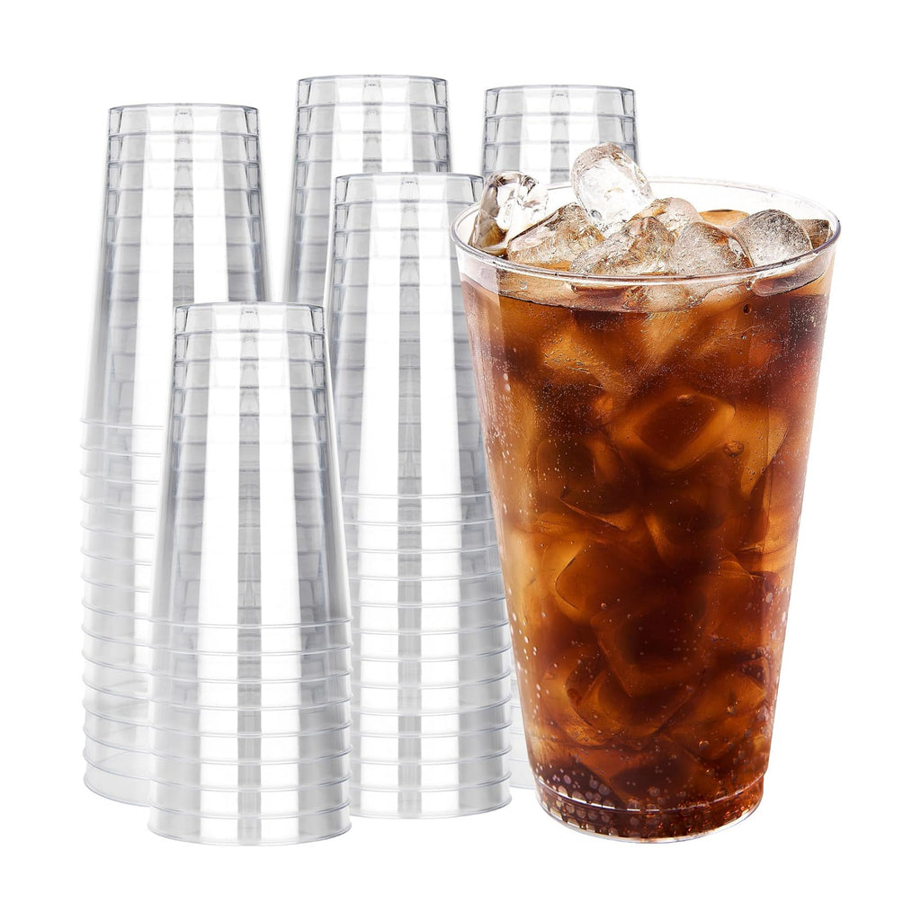 RACETOP 16 oz 200 Pack Disposable Plastic Cups, Disposable Clear Plastic Cups for Parties, Weddings, Gatherings, and Festival Events