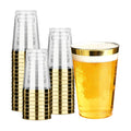 RACETOP 12 oz Disposable Plastic Cups with Gold Rim, 100 Pack