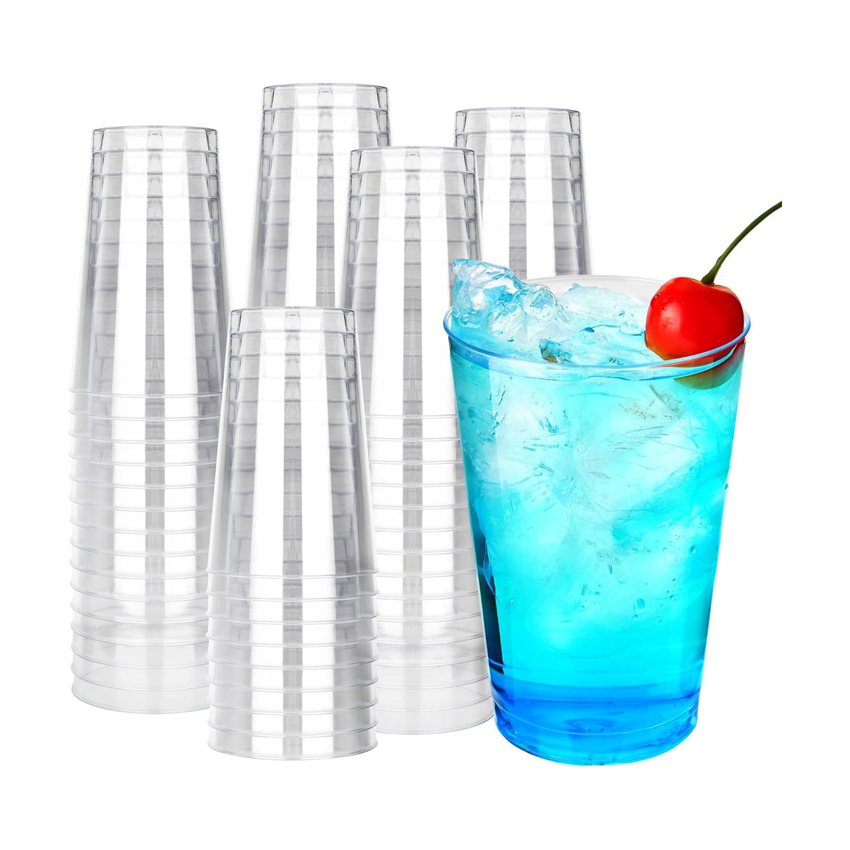 RACETOP 12 oz 200 Pack Disposable Plastic Cups, Disposable Clear Plastic Cups for Parties, Weddings, Gatherings, and Festival Events