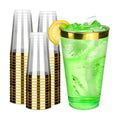 RACETOP 16 oz Disposable Plastic Cups with Gold Rim, 100 Pack