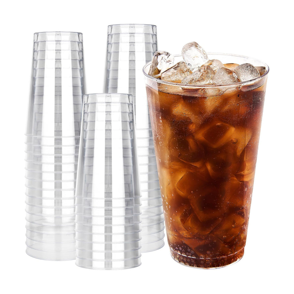 RACETOP 16 oz 100 Pack Disposable Plastic Cups, Disposable Clear Plastic Cups for Parties, Weddings, Gatherings, and Festival Events
