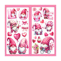 Whaline 9 Sheets Valentine' s Day Window Clings Cute Pink Love Gnome Heart Window Decal Reusable Anti-Collision Windows Decor for Wedding Anniversary Home Party Supplies