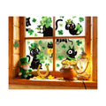 Whaline 6 Sheets St. Patrick' s Day Window Clings Black Cat Green Shamrock Clover Window Decal Reusable Anti-Collision Windows Decor for Irish Holiday Party Supplies