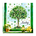 Whaline 6 Sheets St. Patrick' s Day Window Clings Large Lucky Clover Green Shamrock Tree Window Decal Reusable Anti-Collision Windows Decor for Irish Holiday Party Supplies
