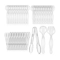 Mwellewm 48Pcs Plastic Serving Utensils Set, Disposable Spoons Tongs Forks