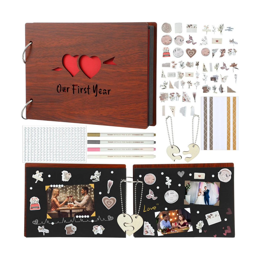 Kosiz Our First Year Anniversary Scrapbook Wooden Photo Album 8.7x6.3 DIY