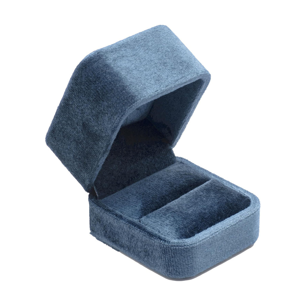 Velvet Single Ring Box Case Holder for Engagement Proposal Birthday Wedding,Jewelry Ring Gift Box Jewelry Packaging Box (Vintage Blue)