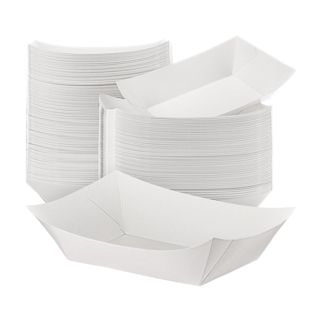 Sherr 200 Pcs 5 lb Kraft Paper Food Trays Boats Bulk, White