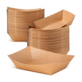 100 Pcs 5 lb Kraft Paper Food Trays Boats Bulk, Natural Wood