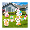 Easter Decorations Outdoor 6 Pcs Easter Yard Signs Bunny Eggs Yard Sign with Stakes for Lawn Egg Hunt Spring Rabbit Garden Decorations Party Supplies Waterproof