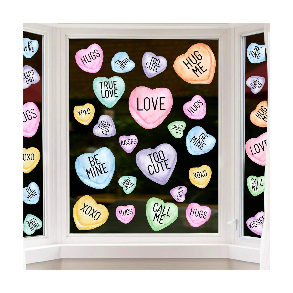 DIYDEC 8 Sheets Valentines Window Clings Double-Sided Pink Purple Blue Valentines Window Stickers Love Heart Window Decals for Home Wedding Anniversary Party Store Glass Holiday Decoration