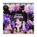 Pink and Purple Balloon Arch Garland Kit, 109PCS Pink Purple Black Balloons with Starburst Foil Balloons, Trendy Music Birthday Decorations for Girls and Teens, Concert and Movie Fans Party Supplies