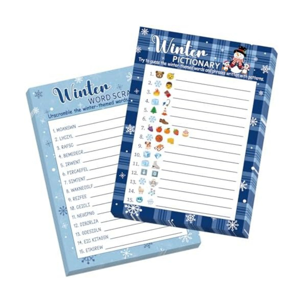 COCHIE 30 Players Winter Holiday Christmas Party Games for Adults Family Office Large Groups, Words Pictionary Game, Riddle Game, Word Scramble Games with Answer Key (Winter Pattern)