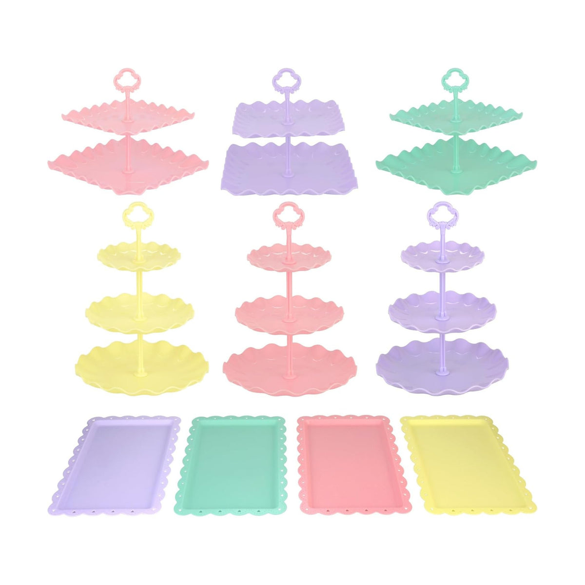 Pack of 11 NWK Cupcake Stand Set with Table Cloth (Colorful)