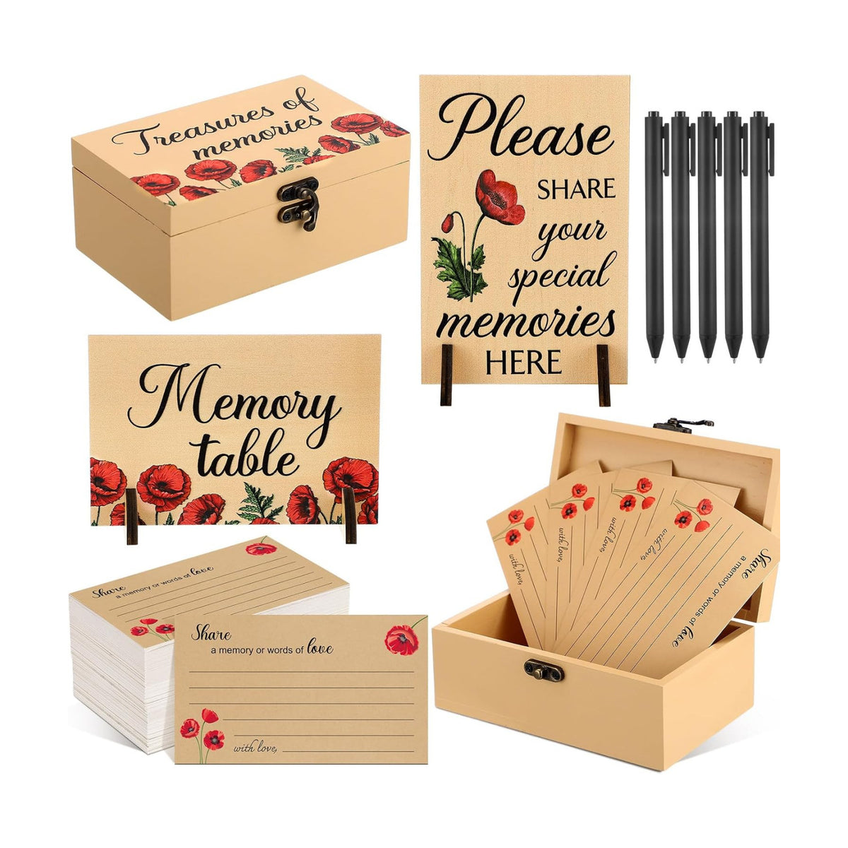 Gilprop 112 Pcs Share a Memory Cards for Celebration of Life, Poppy