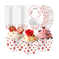 Domensi 100 Pcs Red Heart Cupcake Wrappers Rustic Cupcake Liners Red Baking Cups Baking Liners for Mother's Day Wedding Bridal Baby Shower Birthday Party Supplies Dessert Decoration