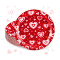 Whaline 40 Pcs Valentine's Day Heart Paper Plates Disposable Plates 9 Inch Red Love Heart Party Tableware for Wedding Anniversary Table Decor Supplies