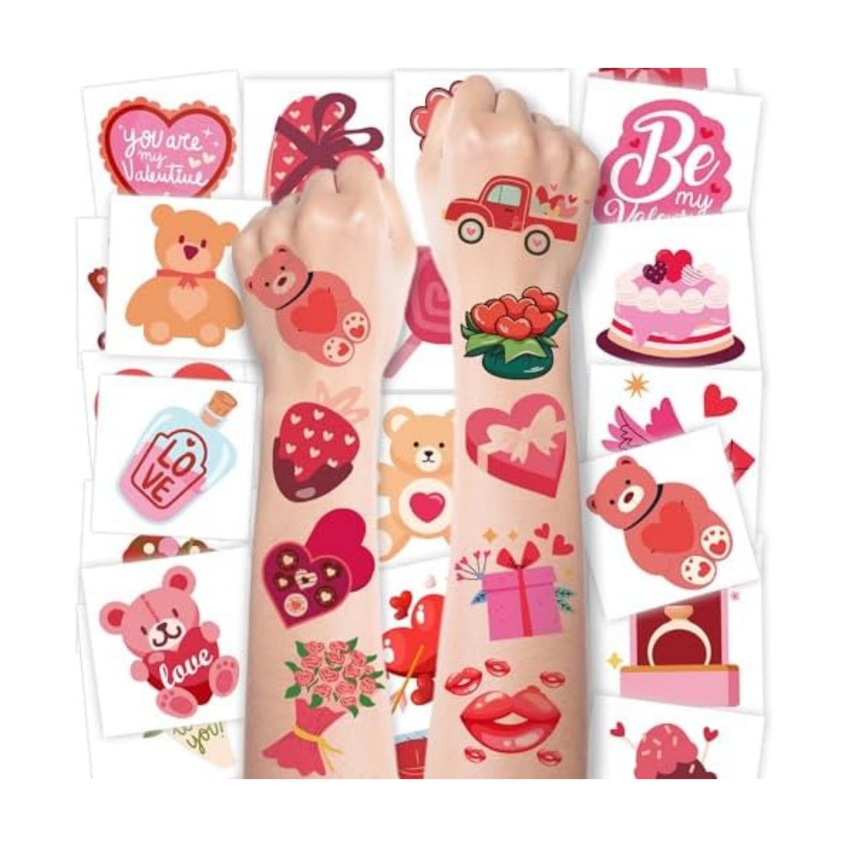 Valentines Party Favors - 150 PCS Tattoos for Kids Him Her |Valentine Day outfit Women - Valentine's Day Crafts Games Accessories Supplies - Valentines Shirts Pajamas Dress for Adult