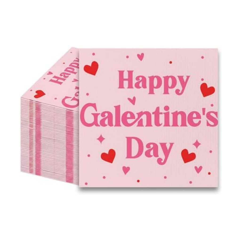 100 Pack Galentines Day Napkins Disposable Folded 10 x 10 Inches Galentine Party Decorations Pink, Cocktail Napkins for Girls Ladies Valentines Party Supplies Paper Towel Disposable Towel