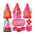 39Pcs 4 in 1 Valentines Day Party Games for Kids with Ring Toss, Plastic Cones, Bean Bags, 3-Legged Race Bands, Stickers, Carnival Valentine's Games Activity Combo Set for Classroom Indoor Outdoor