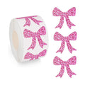 500Pcs Holographic Bowknot Stickers for Kids 1.2in Laser Waterproof Decals Pink Bowknot Self-Adhesive Sticker Rolls for Bottle Scrapbook Journal Envelope Decorations