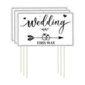 Lesnala 3 Pcs Double Sided Wedding This Way Sign with Stakes 14.2 x 8.5inch