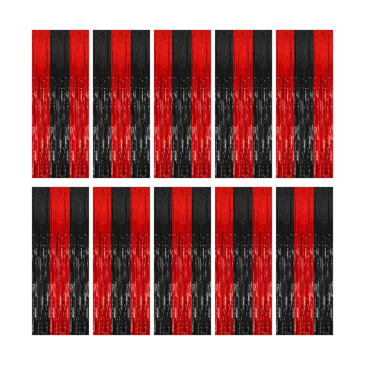 10 Pack Black and Red Backdrop Party Decorations Tinsel Curtain Halloween Party Streamer Foil Fringe Birthday Decorations Photo Booth Fancy Ball Christmas New Year Graduation Party Decor Decor