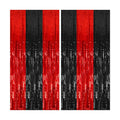 2 Pack Black and Red Backdrop Party Decorations Tinsel Curtain Halloween Party Streamer Foil Fringe Birthday Decorations Photo Booth Fancy Ball Christmas New Year Graduation Party Decor Decor