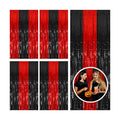 5 Pack Black and Red Backdrop Party Decorations Tinsel Curtain Halloween Party Streamer Foil Fringe Birthday Decorations Photo Booth Fancy Ball Christmas New Year Graduation Party Decor Decor