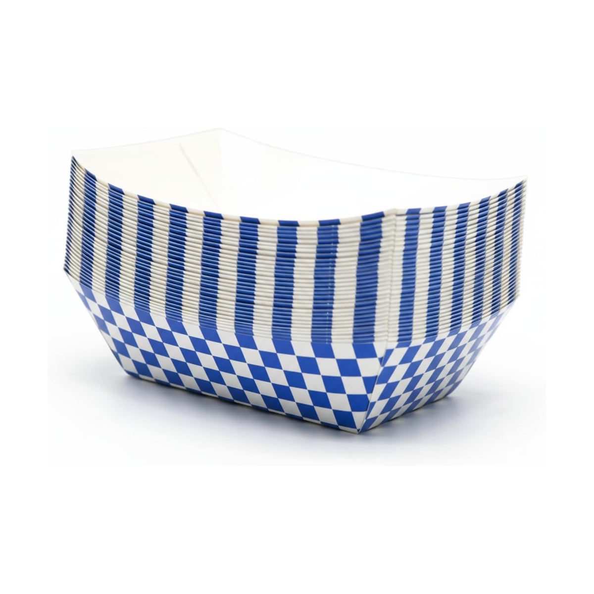 30 Pcs No Folding Required 2lb Gingham Disposable Paper Food Trays for Shower Wedding Tea Party Supplies Nacho Snack (Blue)