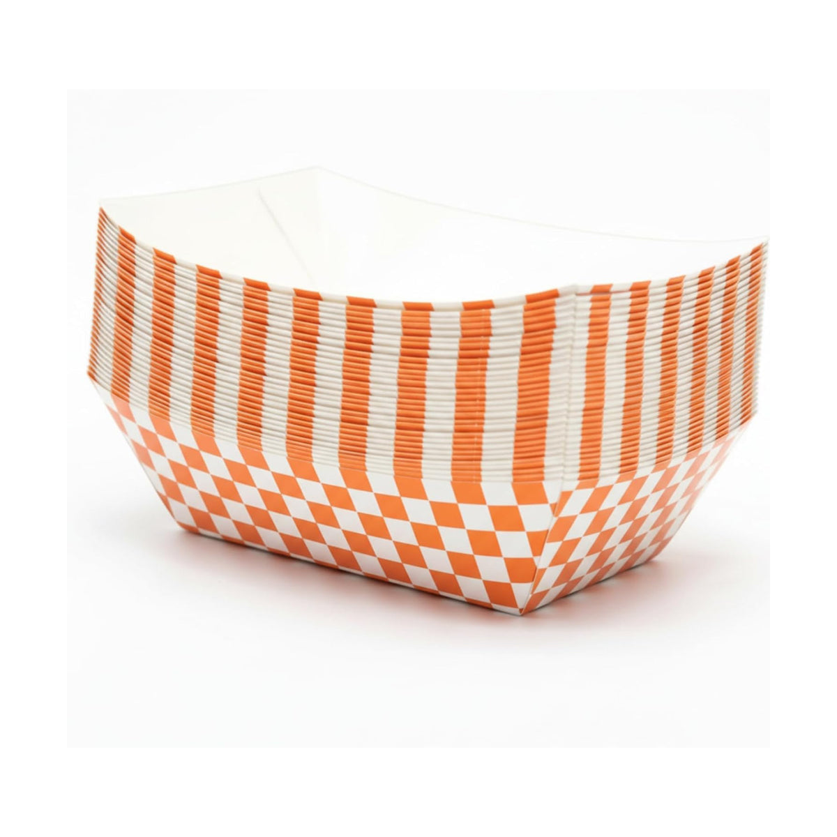 30 Pcs No Folding Required 2lb Gingham Party Supplies Disposable Paper Food Trays for Shower Wedding Tea Party Supplies Nacho Snack (Orange)