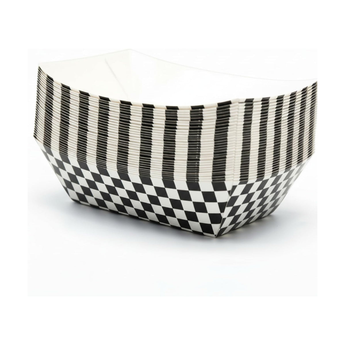 30 Pcs No Folding Required 2lb Gingham Party Supplies Disposable Paper Food Trays for Shower Wedding Tea Party Supplies Nacho Snack (Black)