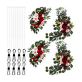 Hotop Wedding Arch Flowers Set of 4 Artificial Faux Floral Swag, Rose Red