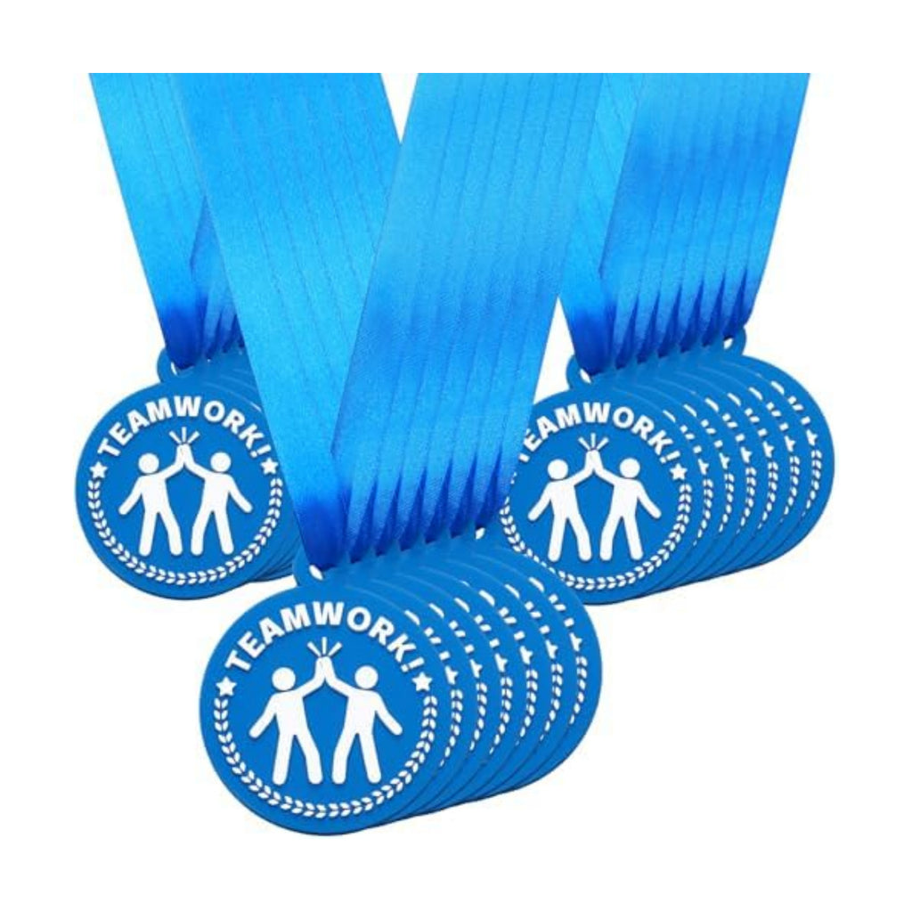 AmazingSpark 60 Pcs Teamwork Award Medals, 2 Inch Rubber Medals Bulk Winner Encourage Team Participation for Kids Adults Trophy Award Prize Gift Competitions Graduation Party
