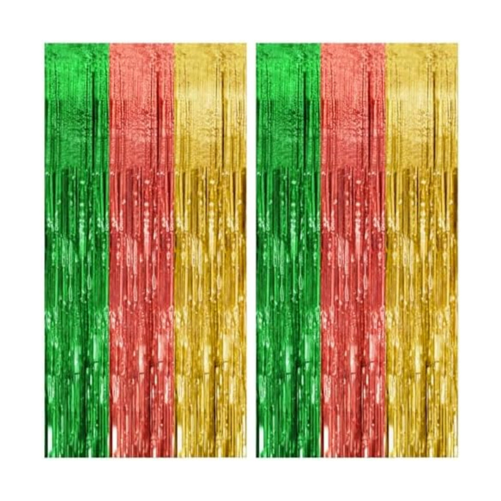 2 Pack Hawaii Party Backdrop Decorations Vibrant Summer Streamers Foil Fringe Curtains Metallic Tinsel Backdrop for Birthday Graduation Baby Shower Christmas Beach Holiday Party Decors