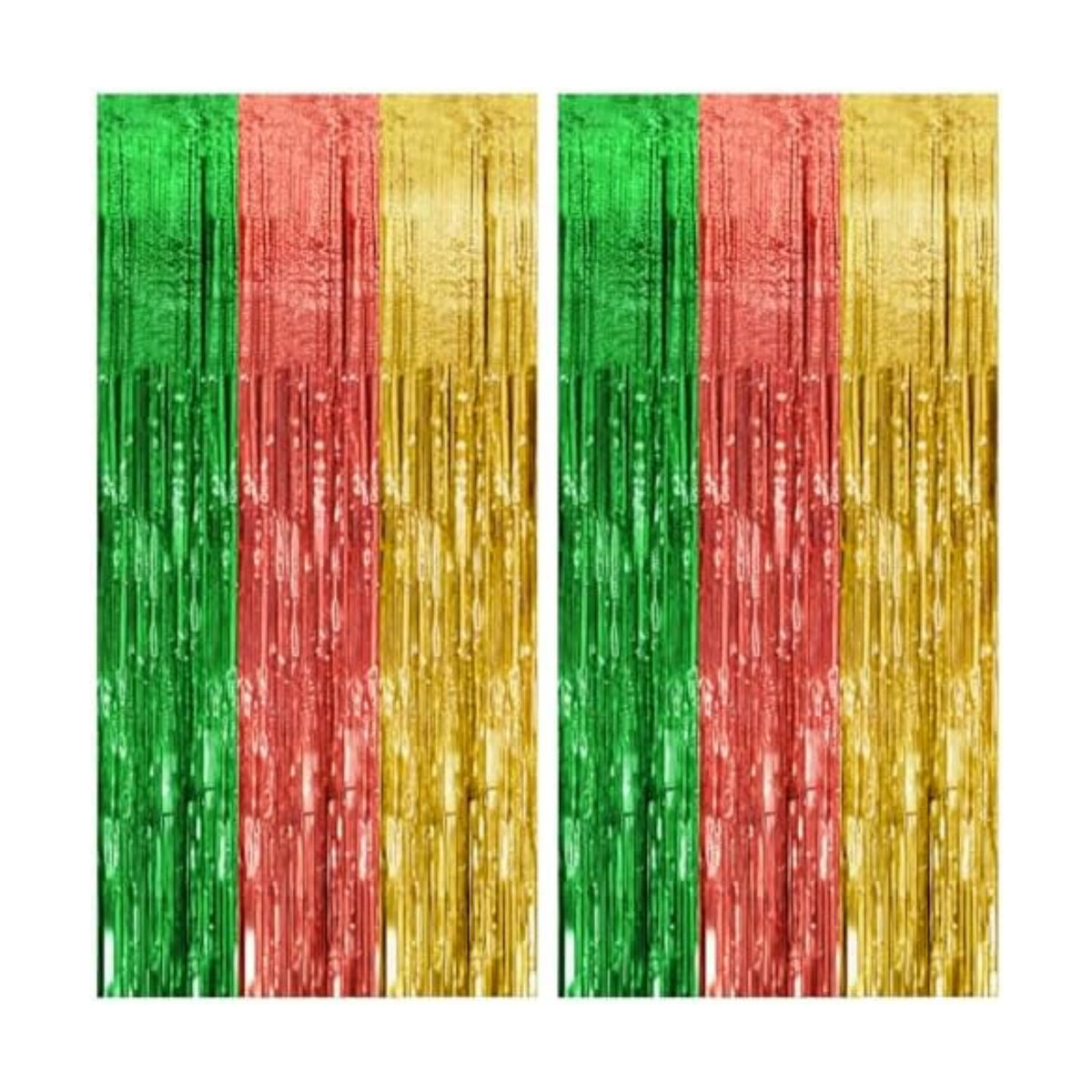 2 Pack Hawaii Party Backdrop Decorations Vibrant Summer Streamers Foil Fringe Curtains Metallic Tinsel Backdrop for Birthday Graduation Baby Shower Christmas Beach Holiday Party Decors