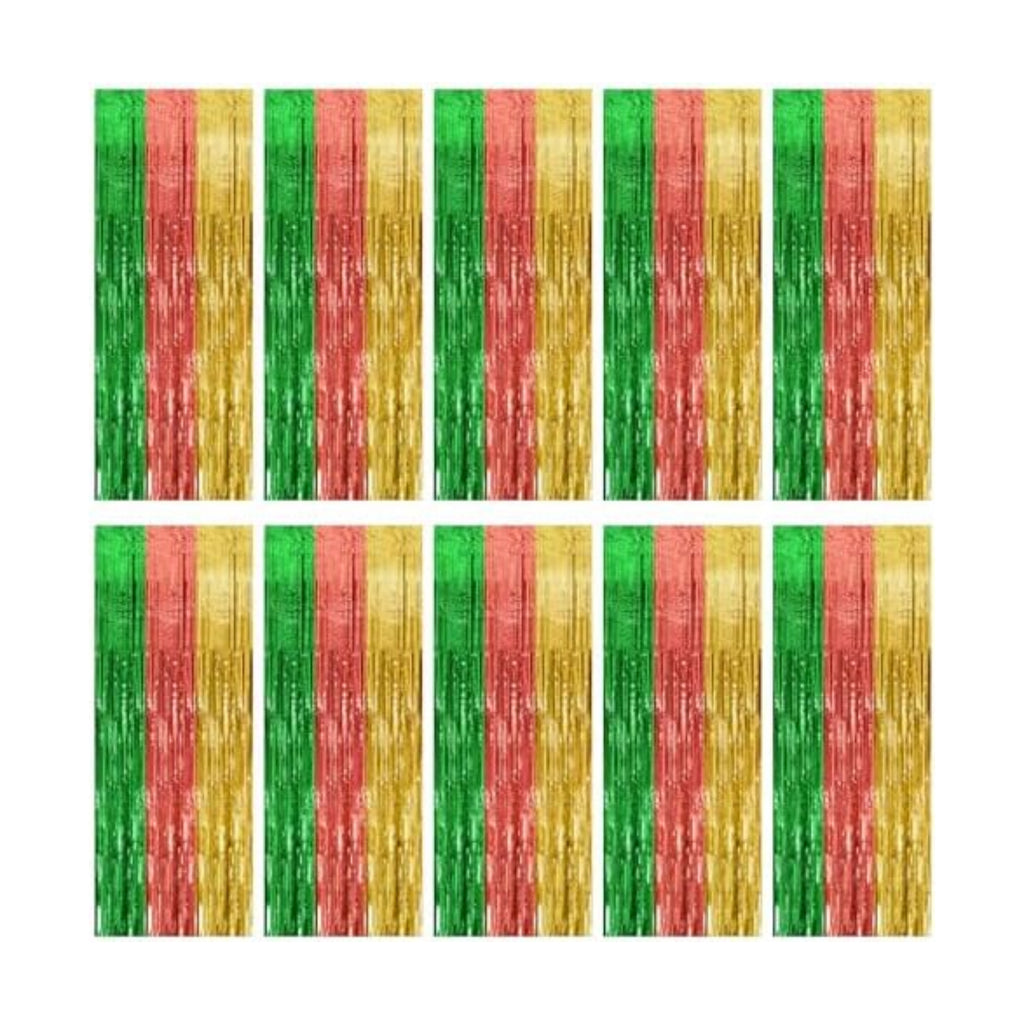 10 Pack Hawaii Party Backdrop Decorations Vibrant Summer Streamers Foil Fringe Curtains Metallic Tinsel Backdrop for Birthday Graduation Baby Shower Christmas Beach Holiday Party Decors