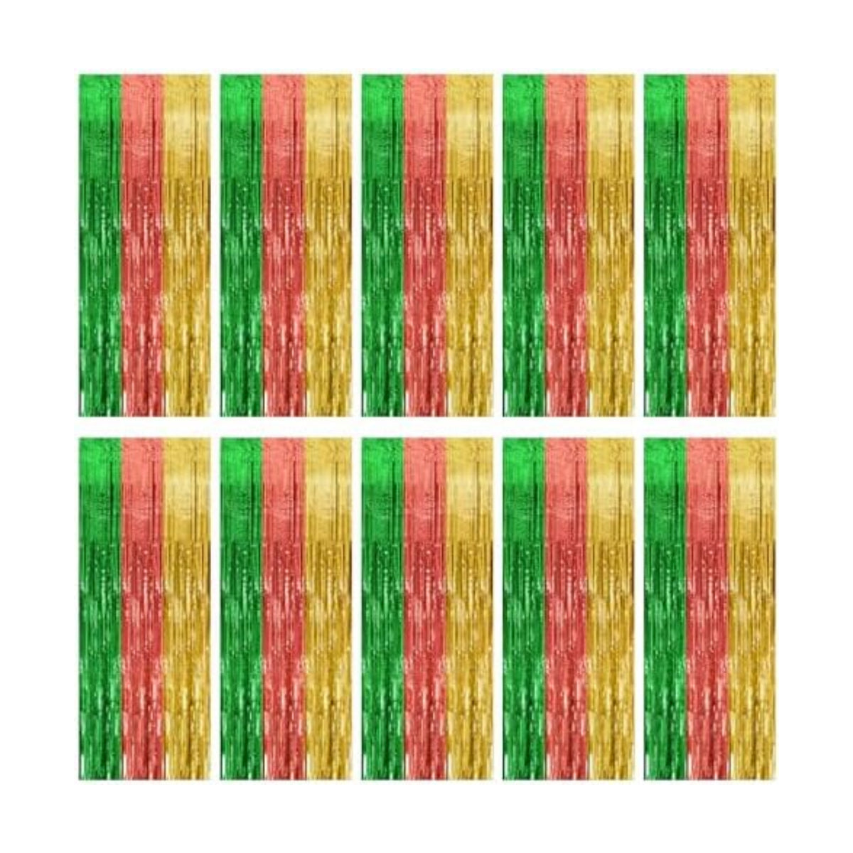 10 Pack Hawaii Party Backdrop Decorations Vibrant Summer Streamers Foil Fringe Curtains Metallic Tinsel Backdrop for Birthday Graduation Baby Shower Christmas Beach Holiday Party Decors