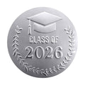 100 PCS Class of 2026 Graduation Stickers, Matte Silver Embossed Graduation Cap Labels for Candy Bags, Dessert Table Treat Bags, Invitations, Envelopes, Favor Bags & Gift Wrapping, 1.6 Inch
